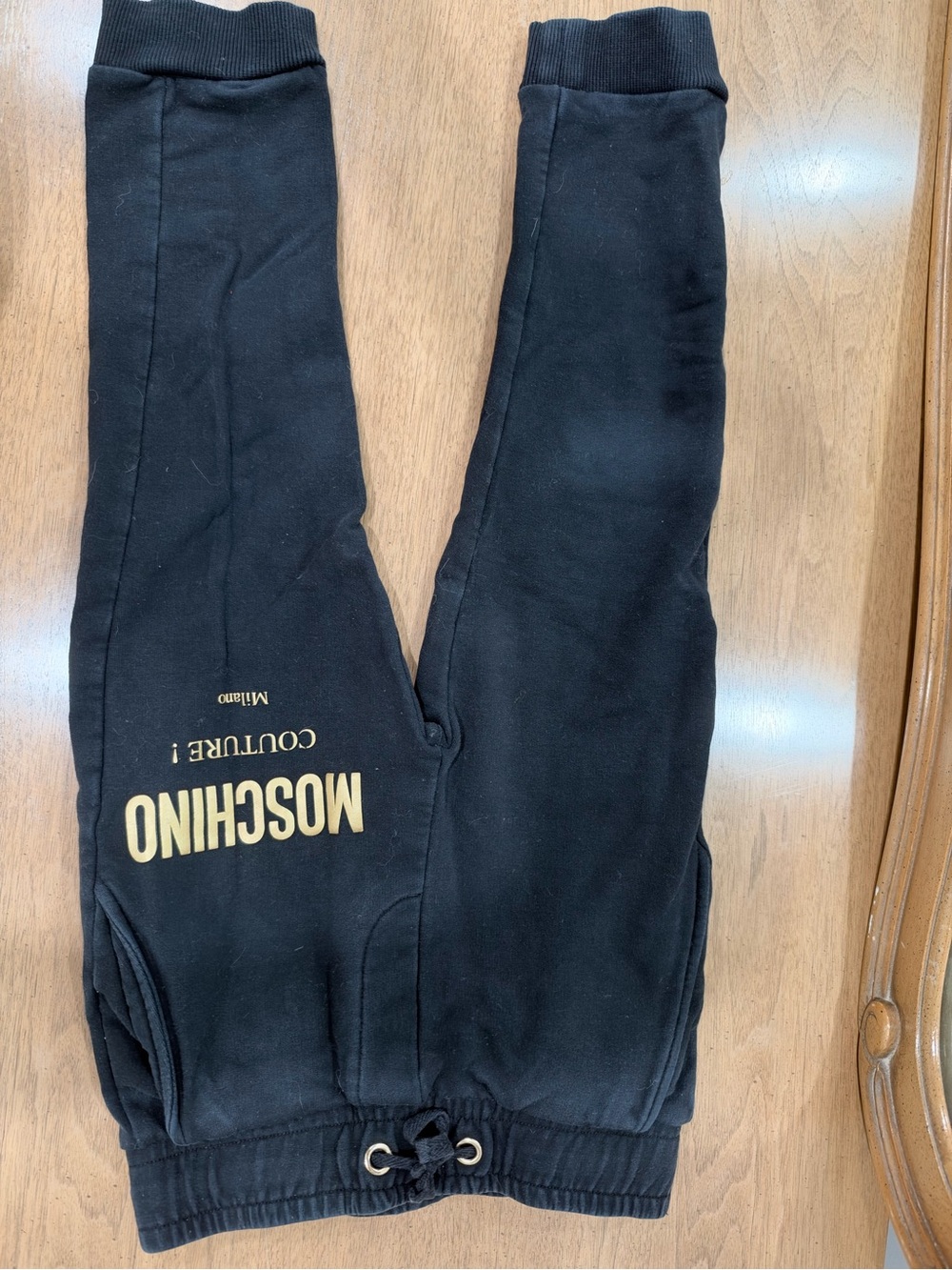 Moschino Kids Black Joggers with Gold Logo